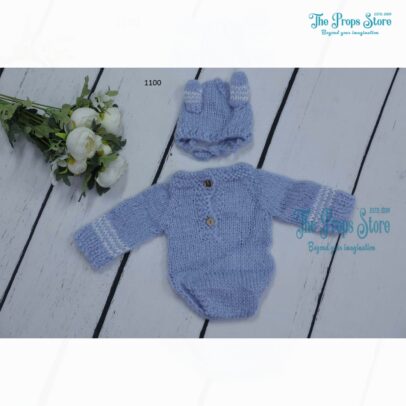 MOHAIR ROMPER WITH CAP BLUE