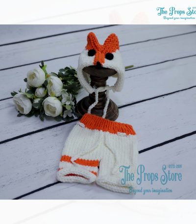 ORANGE CROCHET BONNET WITH PANT