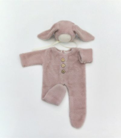 BABY FUR ROMPER WITH RABBIT EAR
