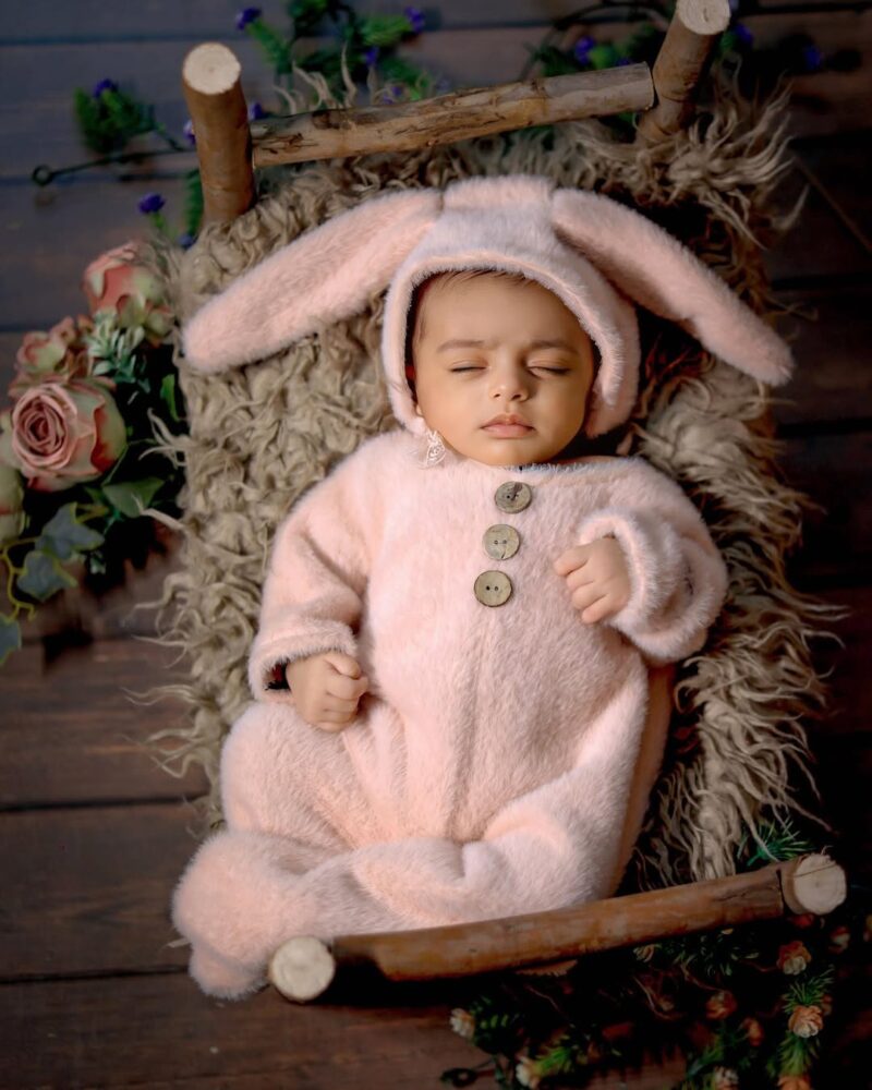 BABY FUR ROMPER WITH RABBIT EAR - Image 4