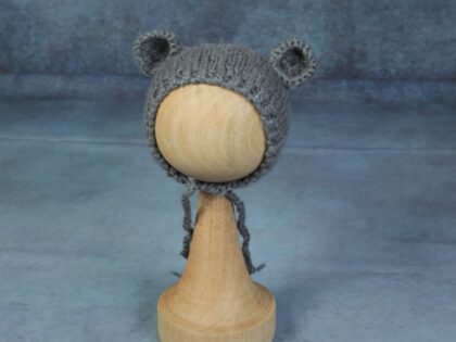MOHAIR NEWBORN BONNET DARK GREY