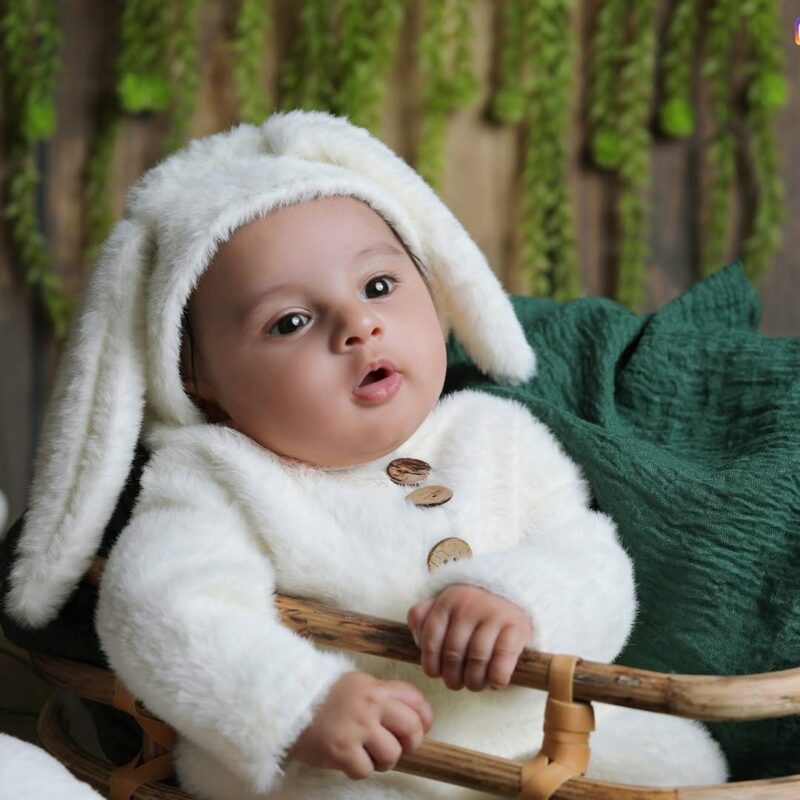 BABY FUR ROMPER WITH RABBIT EAR - Image 2