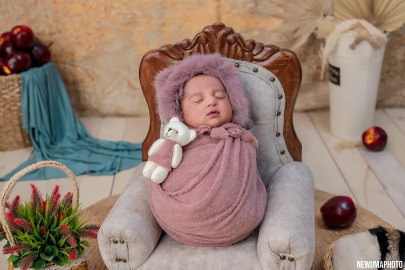 MOHAIR BONNET WRAP & TADDY DUSTY PINK - Image 4