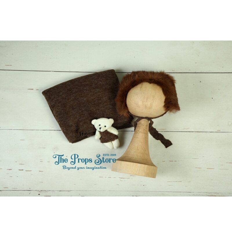 MOHAIR BONNET WRAP & TADDY CHOCOLATE