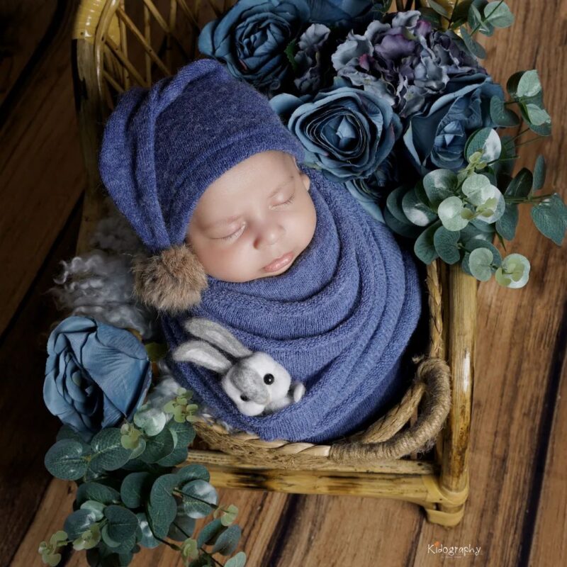 SLEEP HAT WITH WRAP BLUE - Image 2