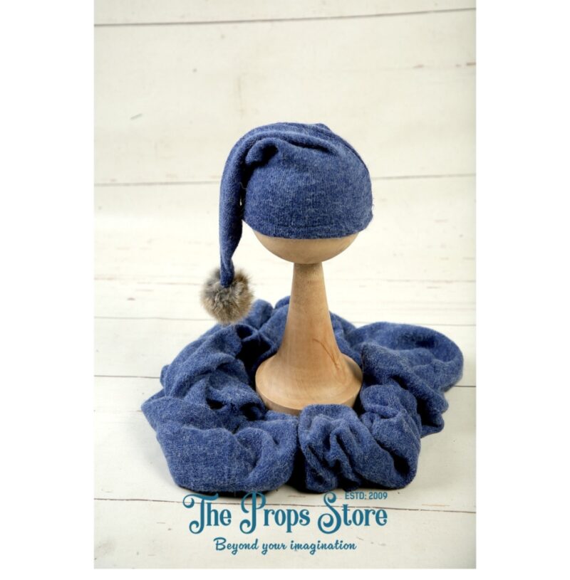 SLEEP HAT WITH WRAP BLUE