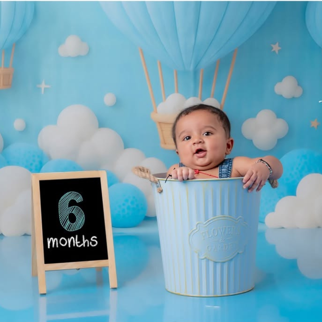 Metal Flower Bucket Blue