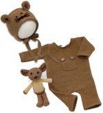 KNITTED JUMPSUIT HAT RAT DOLL SET (BROWN) - Image 2