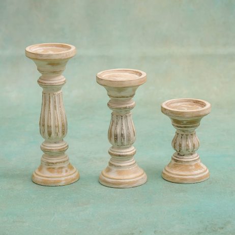 RUSTIC CANDLE STAND WHITE