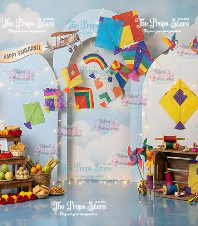 Makar Sankranti Festival Fabric Backdrop