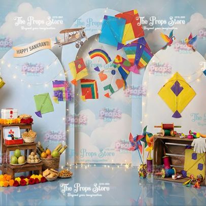 Makar Sankranti Festival Fabric Backdrop