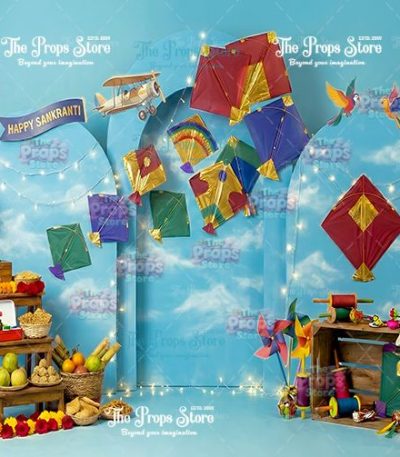 Makar Sankranti Festival Fabric Backdrop