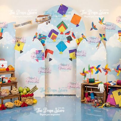 Makar Sankranti Festival Fabric Backdrop