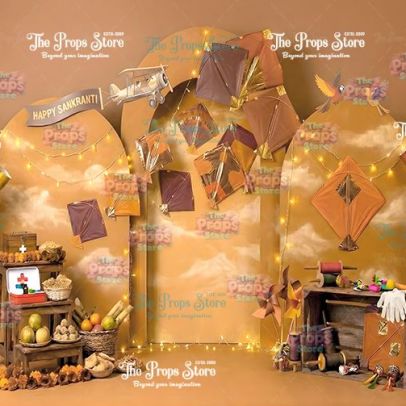 Makar Sankranti Festival Fabric Backdrop