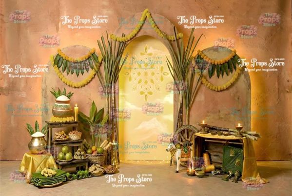 Pongal Festival Theme Fabric Backdrop=002
