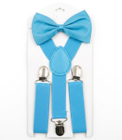 SKY BLUE BOW SUSPENDER